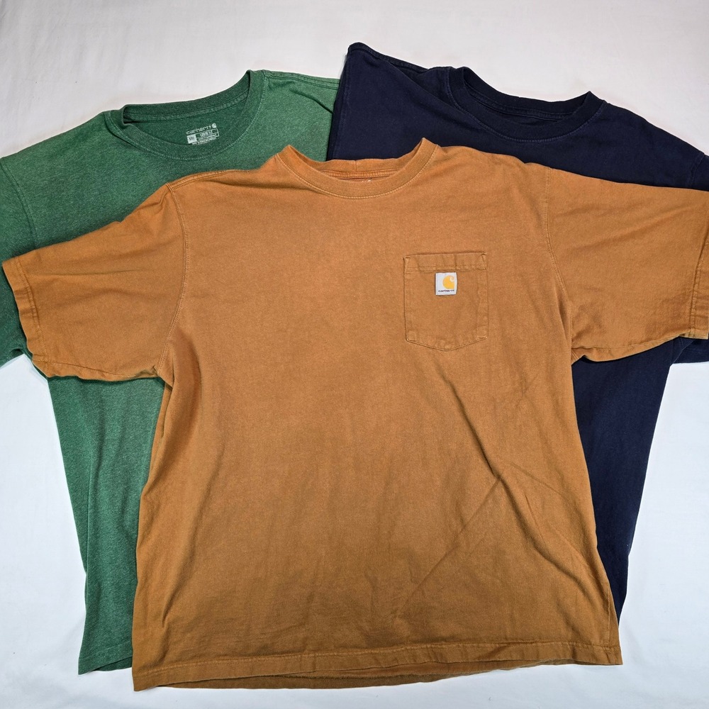 Carhartt K87 Pocket T-Shirt Lot of 3 Mens XXL Loose Fit Green Navy Brown Tee